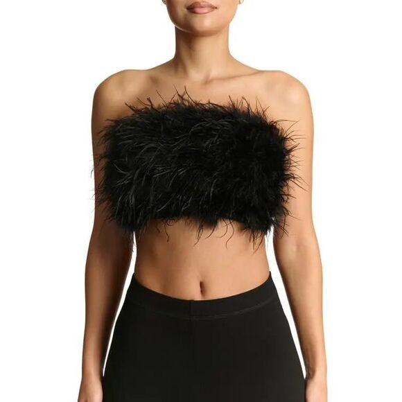 NWT NAKED WARDROBE Butter Feather Tube Top size small - Picture 1 of 6